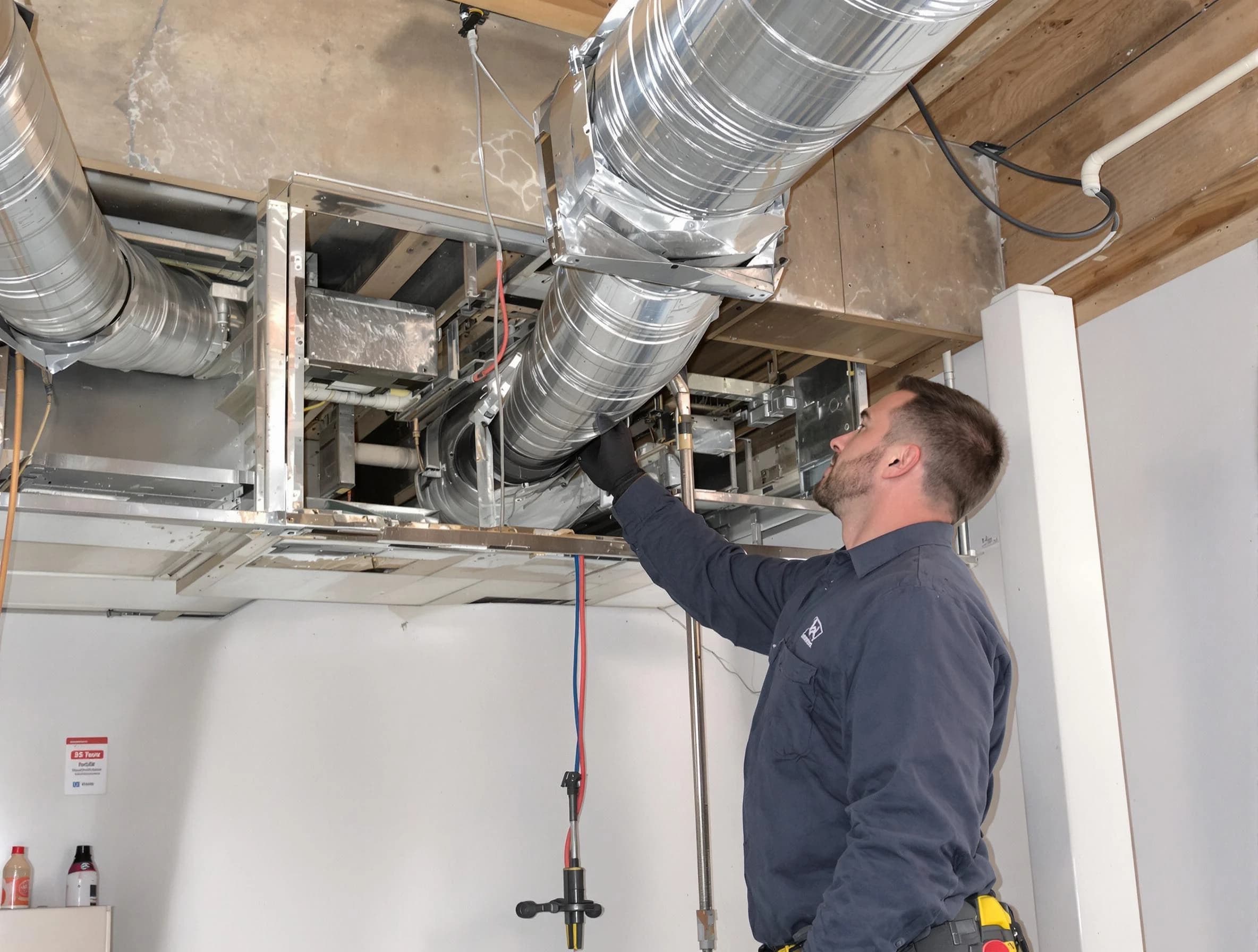 Birmingham Air Duct Cleaning technician performing professional air duct repair using specialized tools in Birmingham