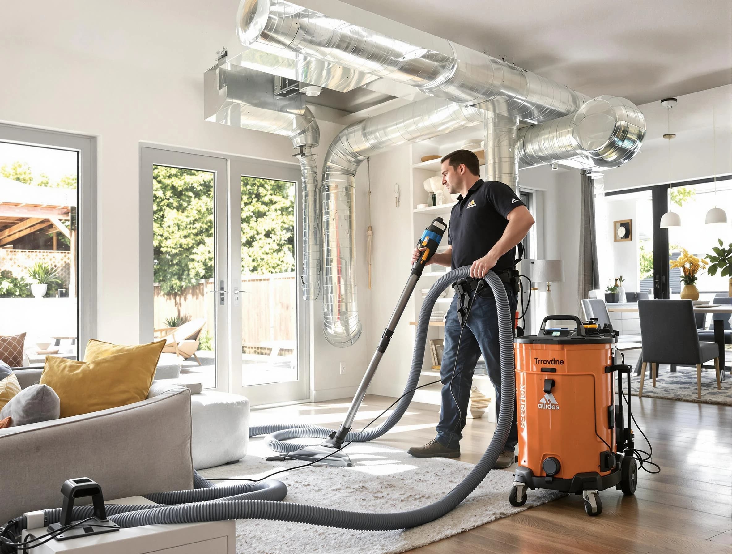 Birmingham Air Duct Cleaning specialist performing thorough residential duct cleaning using advanced equipment in Birmingham