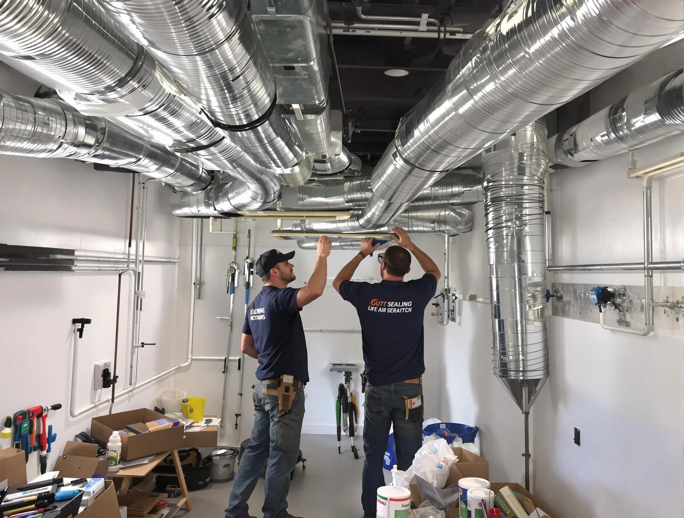 Birmingham Air Duct Cleaning technician applying professional duct sealing solutions in Birmingham