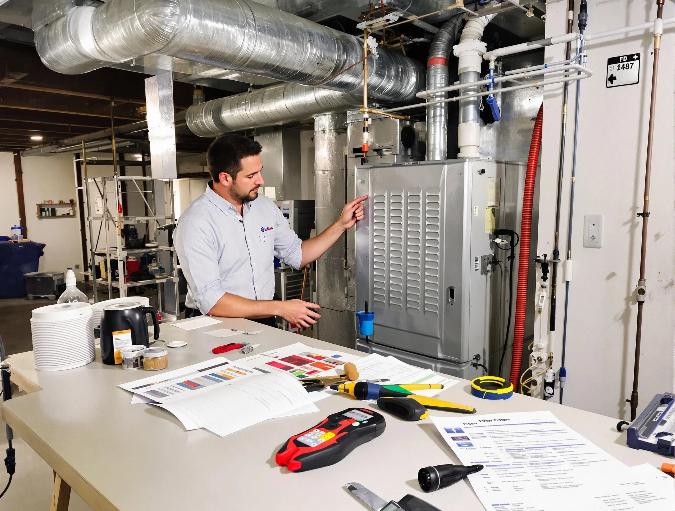 Birmingham Air Duct Cleaning inspector conducting detailed filter system evaluation using professional diagnostic tools in Birmingham