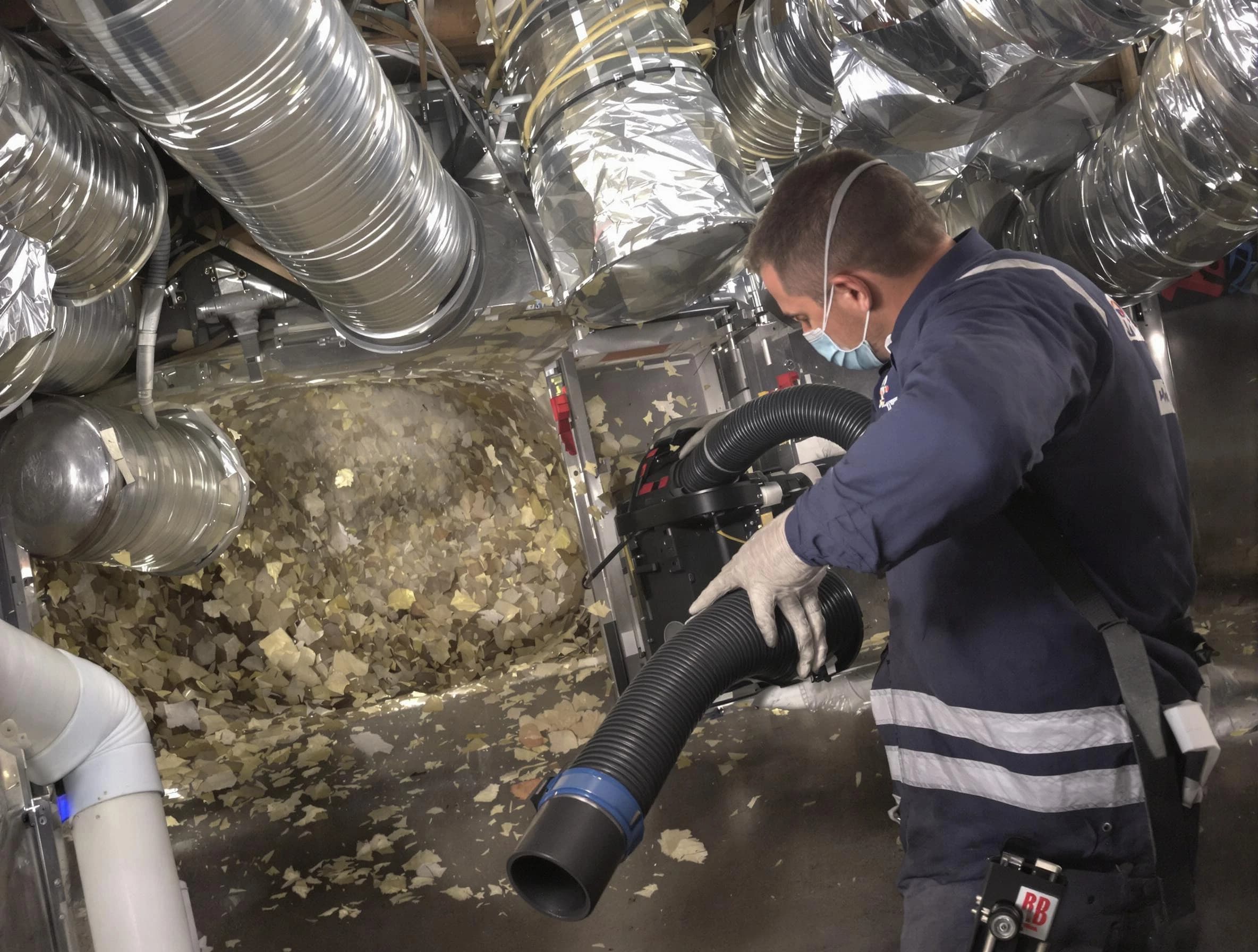 Birmingham Air Duct Cleaning specialist operating negative pressure cleaning equipment for thorough duct maintenance in Birmingham