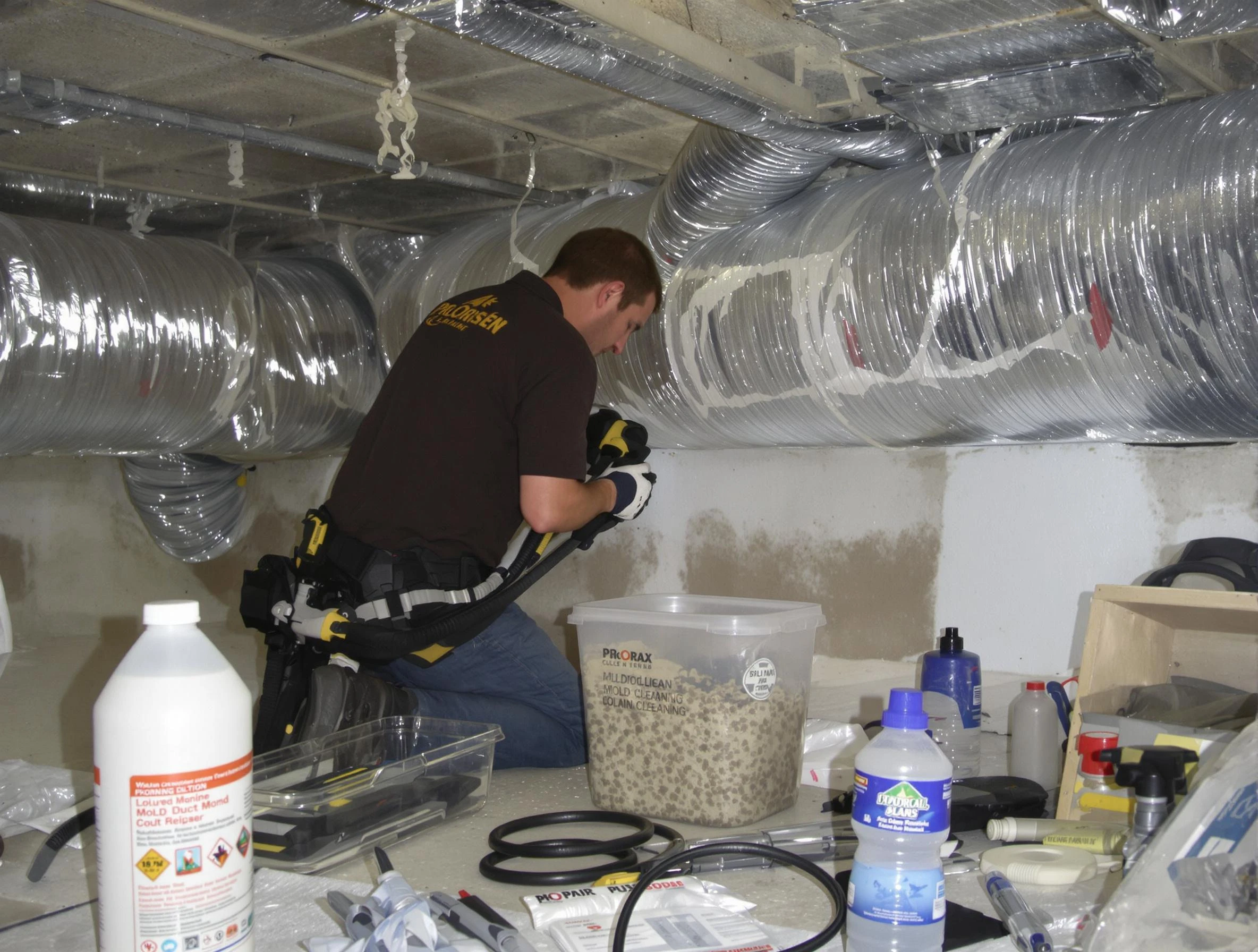 Birmingham Air Duct Cleaning specialist performing professional mold removal from air ducts in Birmingham