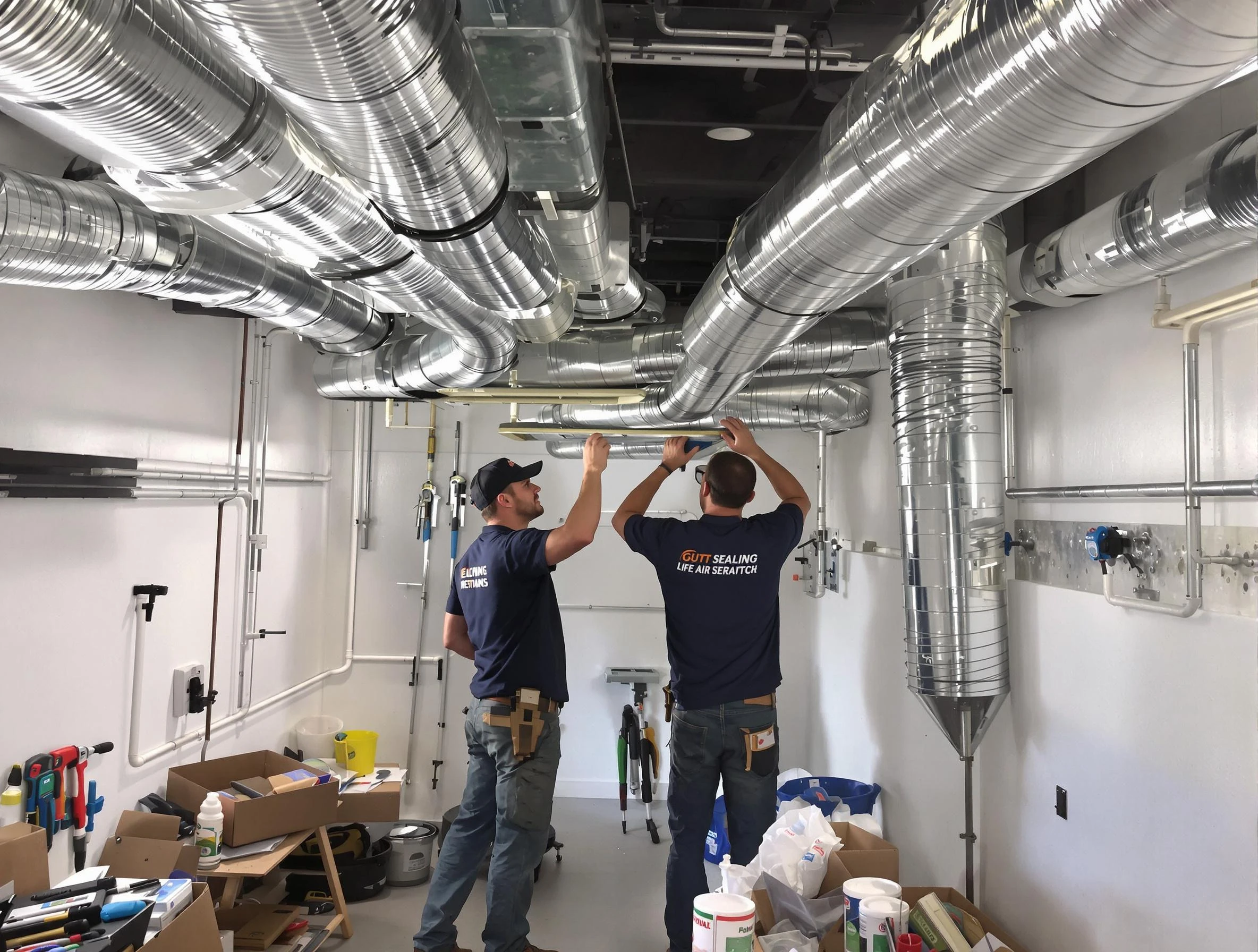 Birmingham Air Duct Cleaning technician applying professional duct sealing solutions in Birmingham